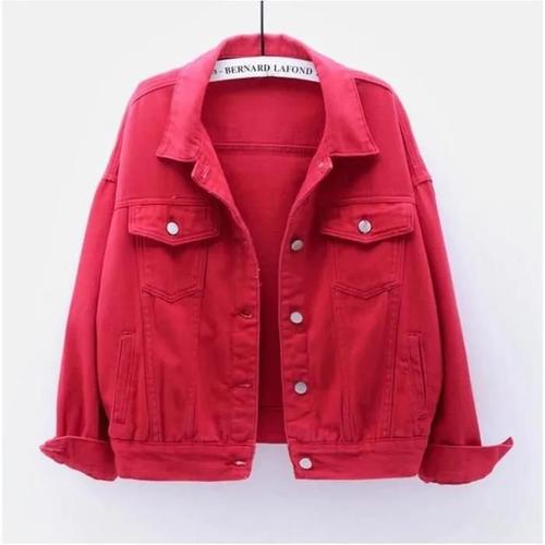 Veste jean rouge online femme